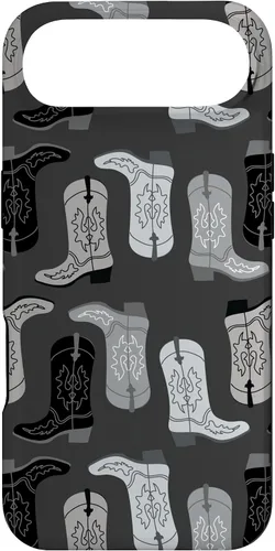 Vista 27 de Cowboy Boot Illustration Preppy Western in Black and White Case for iPhone 17
