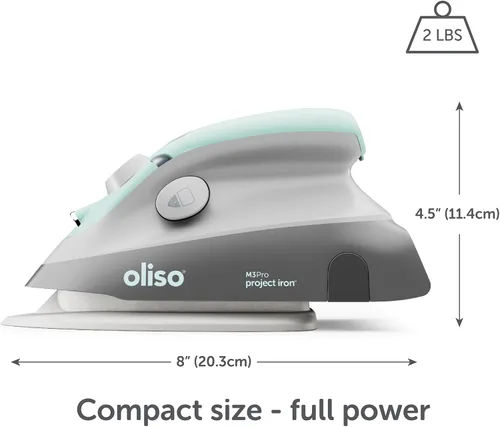 Vista 2 de Oliso M3Pro Project Steam Iron with Solemate (Aqua) + MultiMat Wool Pressing Pad 2pk