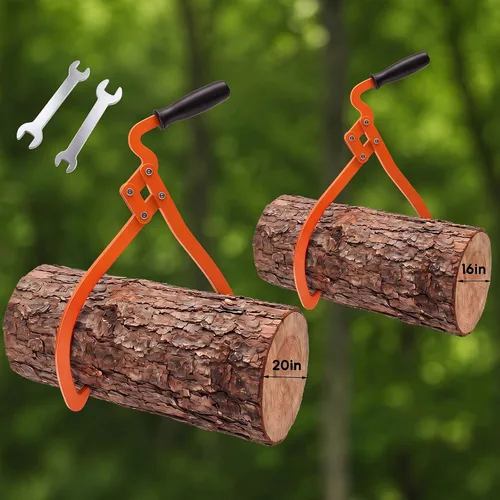 Vista 9 de Blulu 1 Pcs 16 Inch 2 Claw Log Tongs Logging Skidding Tongs with Non Slip Grip Stainless Steel Hand Log Grapple Lifter Handling, Dragging, Carrying