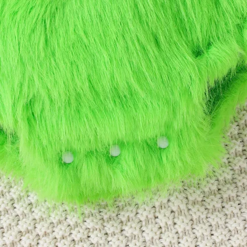 Vista 5 de Mameluco de Navidad verde para bebé, mono de forro polar cálido, traje de mi primera Navidad para niña