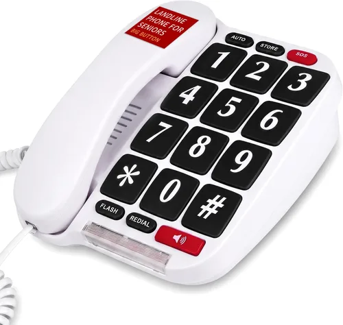 Vista 9 de Teléfono con cable Uvital para teléfonos fijos, teléfono fijo negro
