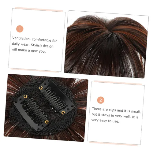 Vista 3 de Flequillos para el cabello, mini pinzas para el cabello, toppers invisibles de cabello humano con flequillo, clip en la parte superior, pelucas