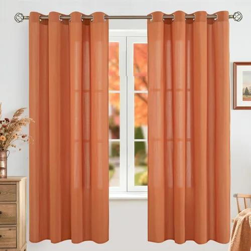 Vista 27 de BGment Cortinas cortas de lino transparente de 40 pulgadas para cafetería, con ojales, filtrado de luz, semitransparentes para ventanas pequeñas