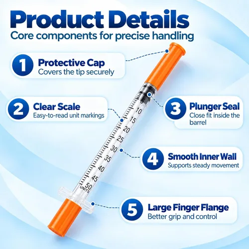 Vista 2 de 1/2ml/cc 29G Syringe 1/2" (12.7mm) needle, Disposable Individual Package