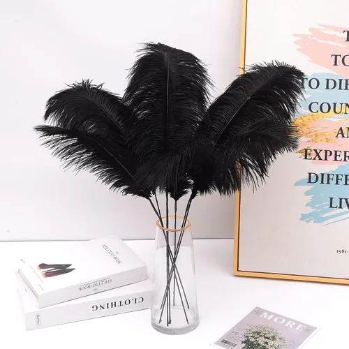 Vista 8 de Ballinger 24 plumas de avestruz negro de 10 a 12 pulgadas, 12 plumas de avestruz negro de 12 a 14 pulgadas y 10 piezas de plumas de avestruz negro