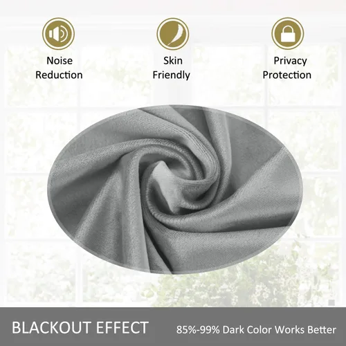 Vista 56 de cololeaf Panel de cortinas opacas de terciopelo con forro para cine en casa, cortina de ganchos planos para barra transversal o pista, 100 pulgadas