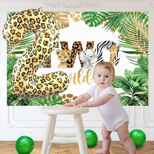 Vista 2 de Globos Numéricos para Decoraciones de Fiesta de Cumpleaños de 32 Pulgadas Dorado Leopardo Guepardo Gran Helio Hoja de Aluminio Mylar Globo Tema