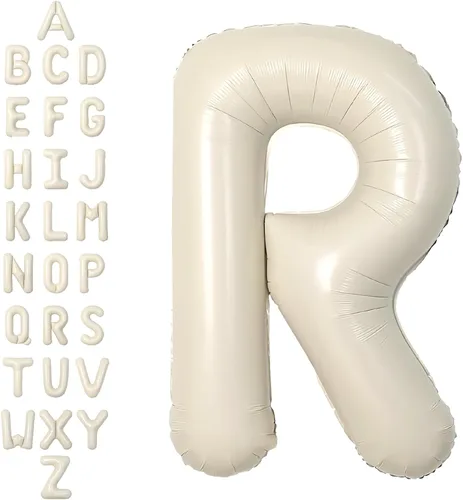 Vista 39 de SUWEN Globos de helio grandes de 102 cm (40 pulgadas) con letra S en color crema. Globos grandes de papel de aluminio con letra en helio, de A a Z.