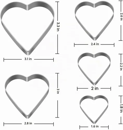 Vista 4 de Juego de 10 cortadores de galletas de acero inoxidable con caja de almacenamiento, forma de corazón de amor y molde en forma de estrella