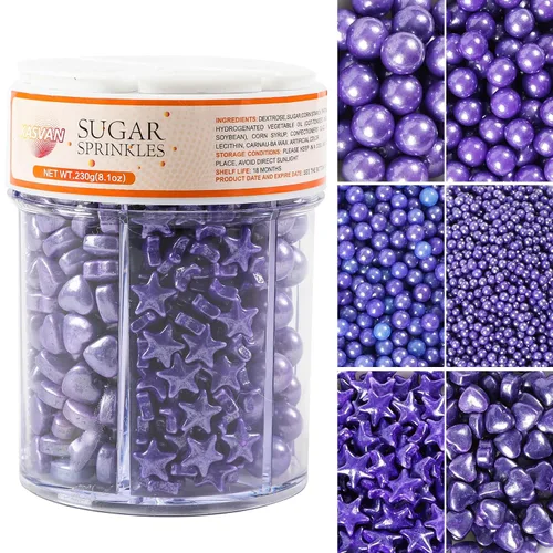 Vista 11 de KASVAN Chispas de perla negra, mezcla de 6 tamaños para decorar pasteles, 230g/8.1oz, decoraciones de pastel para hornear, aderezos de helado y Negro