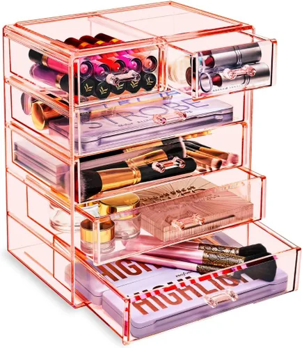 Vista 13 de Sorbus Cosmetics - Cosmetiquero grande para maquillaje y joyas; elegante para colocar sobre el tocador o en el baño
