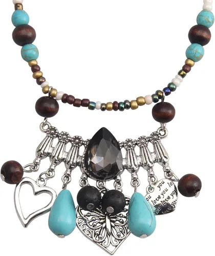 Vista 15 de Collares de cuentas de colores para mujer, collar de perlas turquesas, collar de cuentas de playa de verano, collares bohemios para mujer
