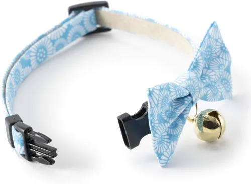 Vista 3 de Necoichi Kiku Ribbon Bow Tie Cat Collar (azul bebé)