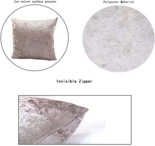 Vista 2 de Jizzr Paquete de 2 fundas de almohada decorativas de terciopelo aplastado con hielo suave y de color sólido, fundas de almohada cuadradas para sofá