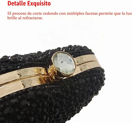 Vista 3 de Bonito Bolso de Mano en Forma de Corazón con Diamantes de Imitación para Boda, Mini Bolso de Amor con Diamantes de Imitación para Fiesta, Bolso