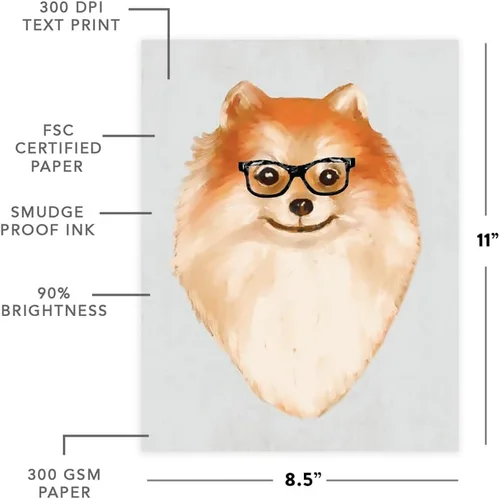Vista 134 de Andaz Press Póster impreso para pared de perro, 8.5 x 11 pulgadas, Bulldog inglés con gafas negras, 1 paquete, regalo de cumpleaños de Navidad, sin