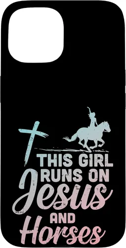 Vista 6 de Funda de regalo para iPhone 16 Girl Runs Jesus Horses Christian Horseback Equestre