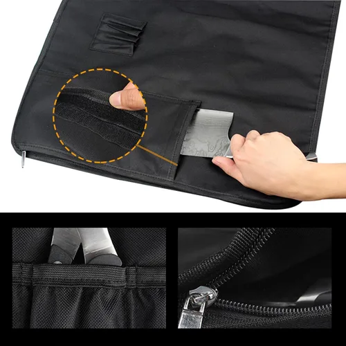 Vista 5 de Tosnail Bolsa enrollable para cuchillos de chef con asa de transporte y correa para el hombro, bolsa de almacenamiento de cuchillos de cocina