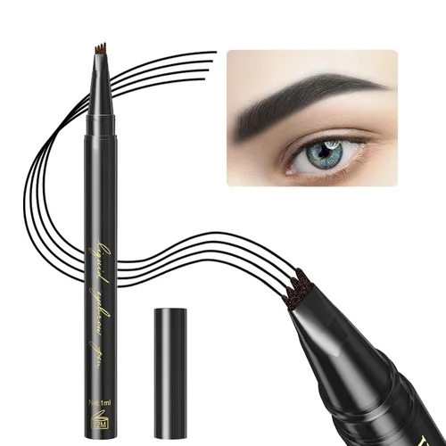 Vista 11 de Lápiz de cejas Microblading, lápiz líquido para cejas micro 4 puntas, lápiz de cejas de larga duración, resistente al agua y a las manchas, #01