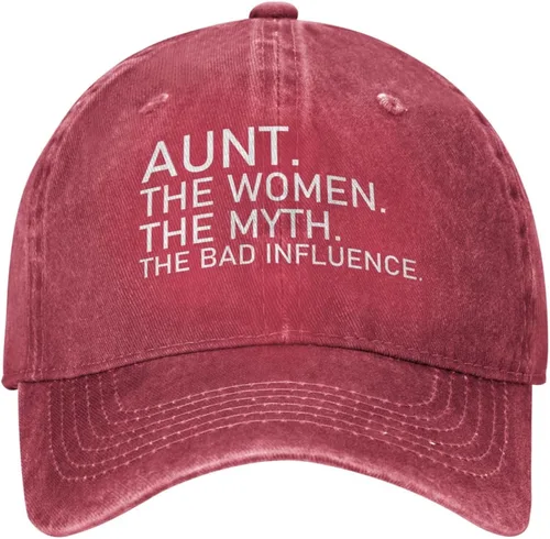 Vista 2 de YVNUM Unisex Baseball Hats Adjustable Aunt The Women The Myth The Bad Influence Washed Denim Classic Dad Hat