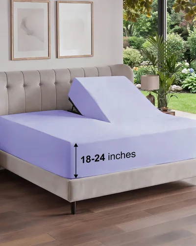Vista 102 de Sábana bajera ajustable extra profunda Twin XL – Sábana bajera individual de lujo de hotel solamente – Se adapta fácilmente a colchones de 18 a 24