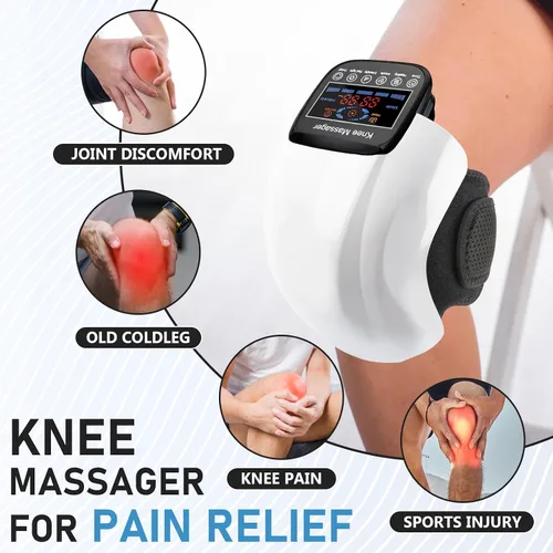Vista 6 de Masajeador de rodilla 4 en 1 con calor, vibración, luz roja y masaje 3D, inalámbrico, portátil, recargable, regalos para familiares y amigos