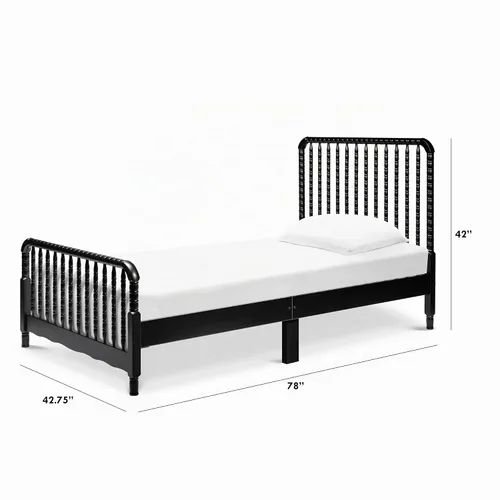 Vista 3 de Davinci Jenny Lind - Cama individual con postes de husillo de madera en ébano - Listones de soporte de colchón incluidos