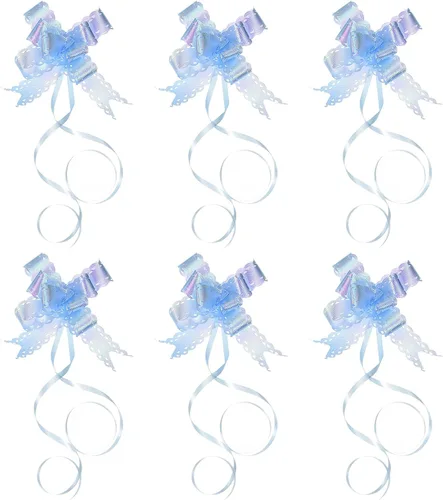 Vista 11 de PATIKIL Lazos iridiscentes de 2.2 pulgadas, paquete de 40 lazos de cuerda para envolver regalos, corbatín decorativo para bodas, fiestas