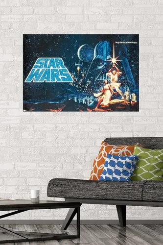 Vista 2 de Star Wars: A New Hope - Póster de pared horizontal, 34 pulgadas de largo x 22.4 pulgadas de ancho, versión premium sin marco