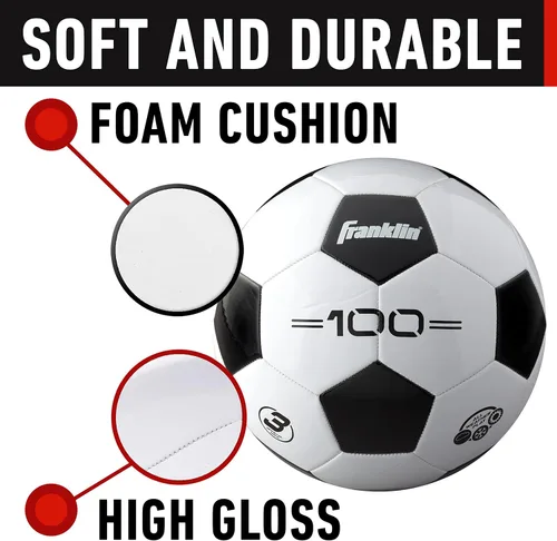 Vista 4 de Franklin Sports - Pelotas de fútbol para jóvenes y adultos - Tamaños 3, 4 y 5 - Paquetes individuales y a granel - Negro y blanco