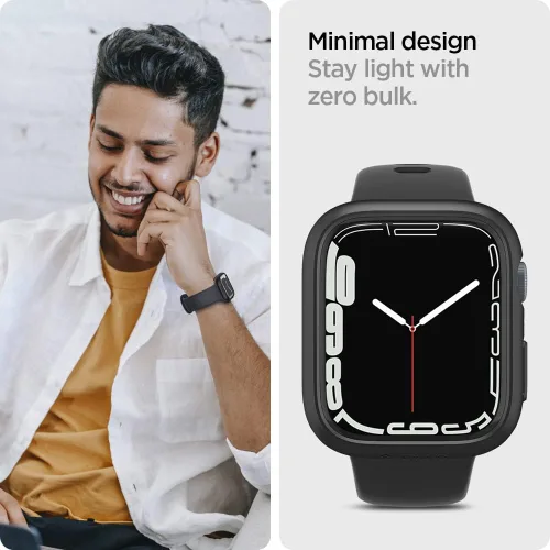 Vista 6 de Spigen Thin Fit Diseñado para Apple Watch Case Series 9/8/7 41mm Funda ligera de PC rígida - Negro