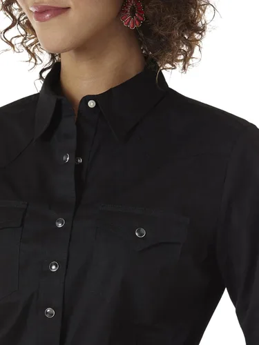 Vista 4 de Wrangler Western Yoke - Camisa de dos broches con solapa para mujer