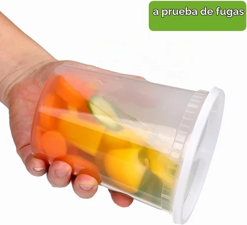 Vista 3 de Moretoes - Recipientes de 32 onzas con tapas, paquete de 60 vasos de almacenamiento de alimentos Heavy Duty Leakproof Airtight BPA-Free Food