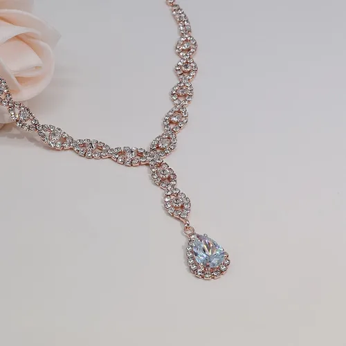 Vista 5 de UDYLGOON Juego de aretes de cristal con diamantes de imitación para dama de honor, novia, boda, baile de graduación, Metal, cristal Circonita cúbica