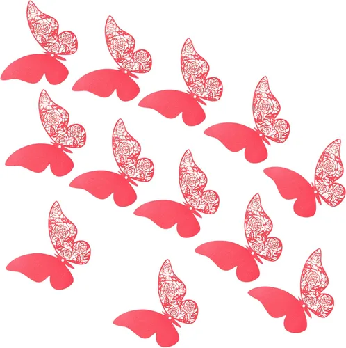 Vista 13 de 12 calcomanías de pared de mariposa 3D, decoración de pared de bricolaje, mariposas de papel extraíbles, decoración de dormitorio de niños y boda