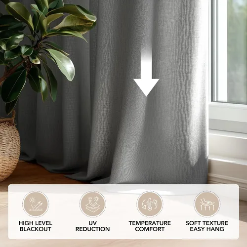 Vista 190 de Deconovo Cortinas opacas 100% con forro negro, cortinas con ojales aisladas térmicamente que reducen el ruido, doble capa para oscurecer