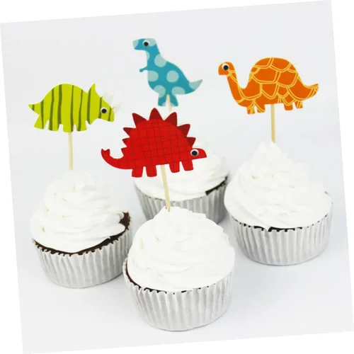 Vista 3 de Paper Dinosaur Cake Toppers Birthday Party Decoration 96pcs