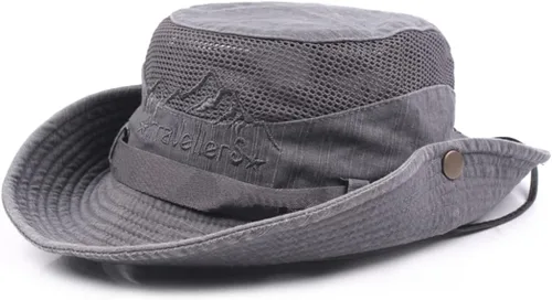 Vista 6 de Sombrero de sol para hombre, bordado de algodón, para verano, protección solar, ala ancha, plegable, estilo safari, boonie Verde militar