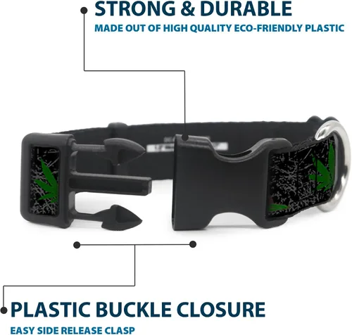 Vista 4 de Collar de clip de plástico – Cali Bear Pot Leaf Black Gray Green – Pequeño 9-15