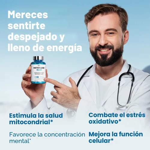 Vista 2 de Ultimate Methylene Blue Cápsulas para humanos 20 mg – Combustible de enfoque y vitaminas de memoria Grado farmacéutico de metileno azul 2%