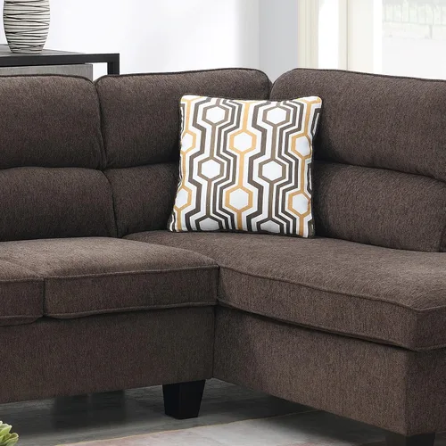 Vista 5 de Sofá modular tapizado con 4 cojines, moderno sofá en forma de L de micro tela copetudo, con espuma viscoelástica, sofá modular de 5 asientos
