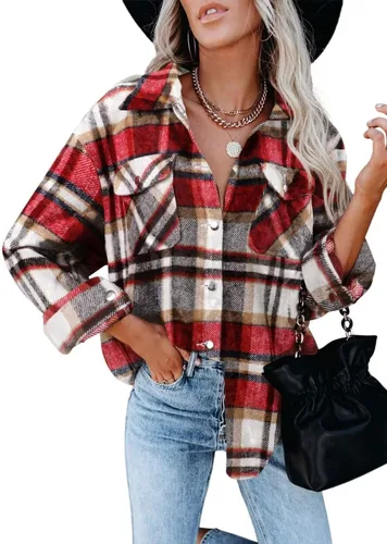Vista 39 de ZOLUCKY Chaqueta de manga larga con botones para mujer, talla grande, blusas