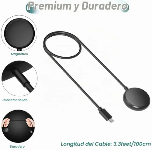 Vista 3 de Cargador para reloj inteligente Google Pixel Watch de 1ª generación (negro, USB tipo C)