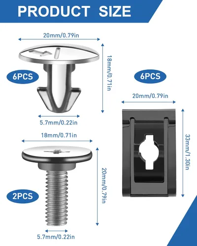 Vista 2 de Tornillos de pasador de cubierta inferior del motor, clips de pasador de cubierta de acceso de radiador premium, clip de sujeción de tornillo
