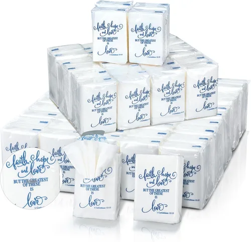 Vista 13 de Spiareal 50 pañuelos azules con diseño de lágrimas felices para boda, 3 capas para tus lágrimas felices, pañuelos de boda para invitados, papel
