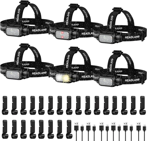 Vista 11 de ATDOALL Linterna frontal LED recargable, lámpara de cabeza súper brillante de alto lumen con luz roja, sensor de movimiento, 5 modos, ajustable a