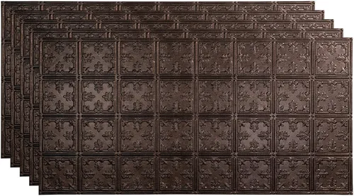 Vista 23 de FASÄDE - Panel adhesivo para techo de vinilo decorativo con estilo/patrón tradicional de 2 x 4 pies en plata entrecruzada (paquete de 5)