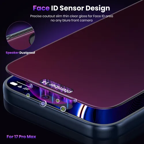 Vista 7 de WSKEN Protector de pantalla de privacidad mate para iPhone 17 Pro Max, protección ocular de vidrio templado inastillable para 17 Pro Max, 2