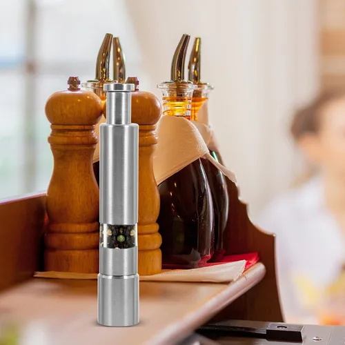 Vista 6 de 304 Stainless Steel Pepper Mill Grinder Manual Spice Bottle Handheld Pepper Grinding Tool for Kitchen Cooking with Black Pepper and Sea Salt for
