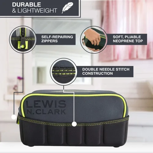 Vista 2 de Lewis N. Clark Travelflex Toiletry Kit, Makeup Bag, Shower Caddy + Travel Organizer for Luggage, Carry-on or Suitcase, Open Zip Top, Charcoal